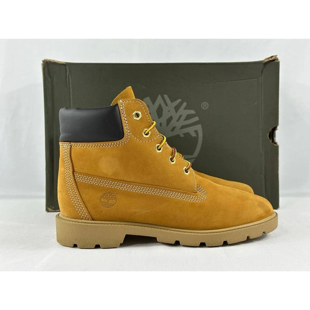 Timberland 6-Inch Premium Waterproof Boots Wheat Nubuck Boys Size 5.5